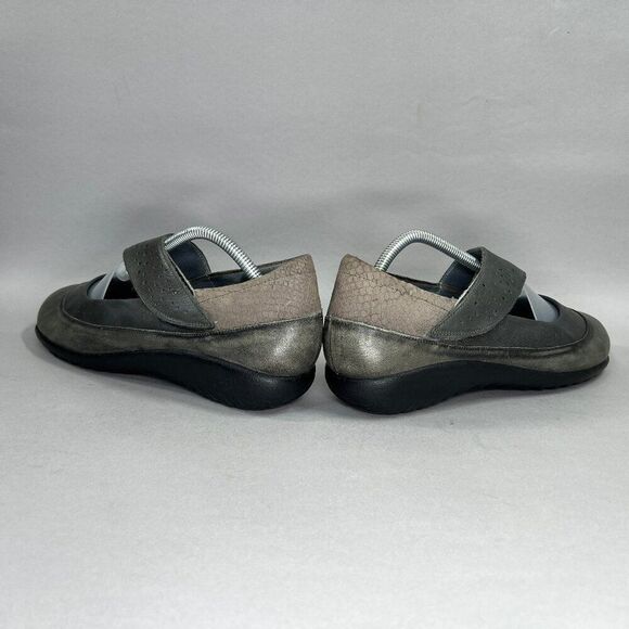 NAOT Mary Jane Shoes Women's Size 11.5 Gray Leather Slip On Comfort Adj Strap - Picture 6 of 12